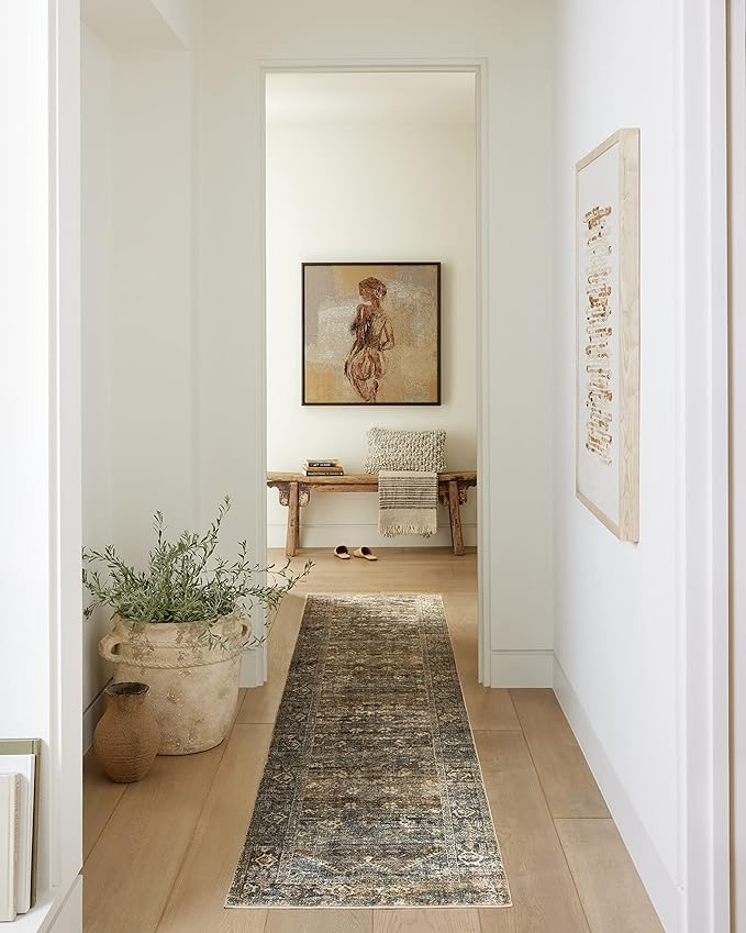 Loloi Amber Lewis Morgan Collection MOG-05 Spice/Lagoon 7'-3" x 9'-3" 38" Thick Area Rug feat. CloudPile, Neutral, Room Décor, Vintage Inspired, Livingroom, Bedroom, Dining Area