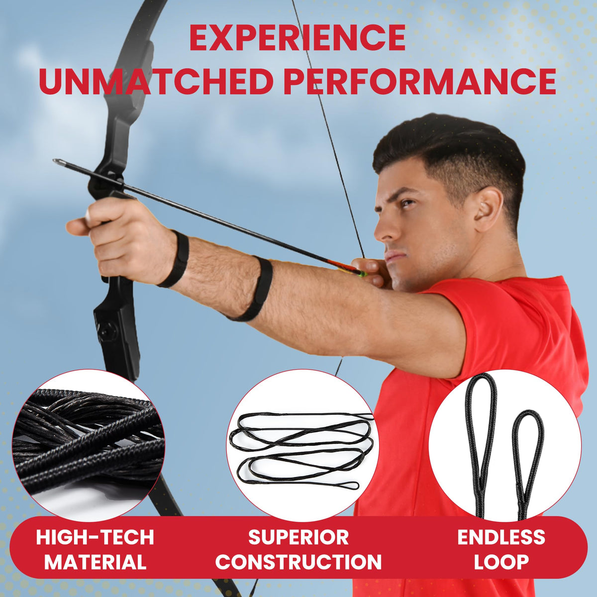 Legend Recurve Bow String - Dacron Bow String Replacement - Traditional Bowstrings - Recurve Bow Archery Accessories - Archery Equipment for Recurve Bows - Bowstring AMO 60 inch - 14 Strands