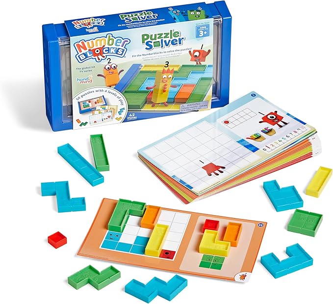 hand2mind Numberblocks Puzzle Solver, Brain Teasers, Logic Puzzles for Kids, Educational Games, Math Toys for Kids 3-5, Fidget Game, Preschool Learning Activities, Toddler Birthday Gifts