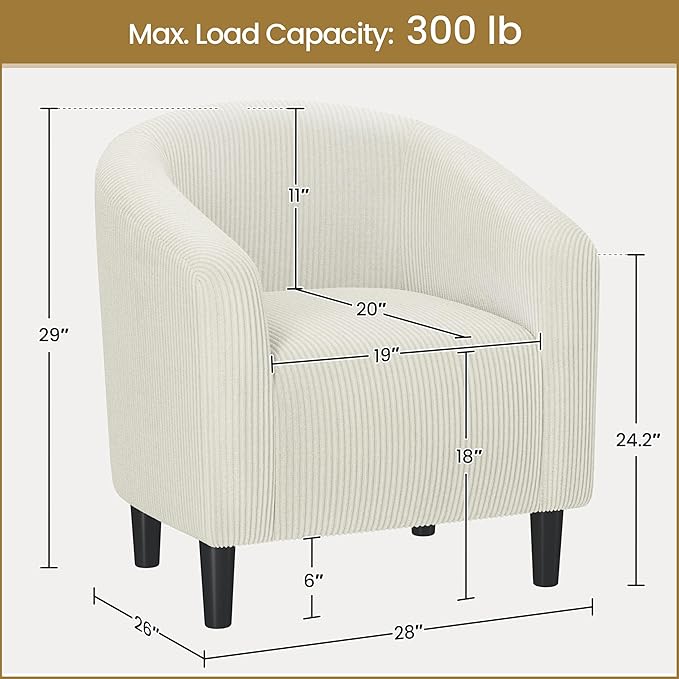Yaheetech Barrel Chairs, Furry Accent Chairs with Soft Padded Armrest for Living Room Bedroom Waiting Room Office, Set of 2, Beige