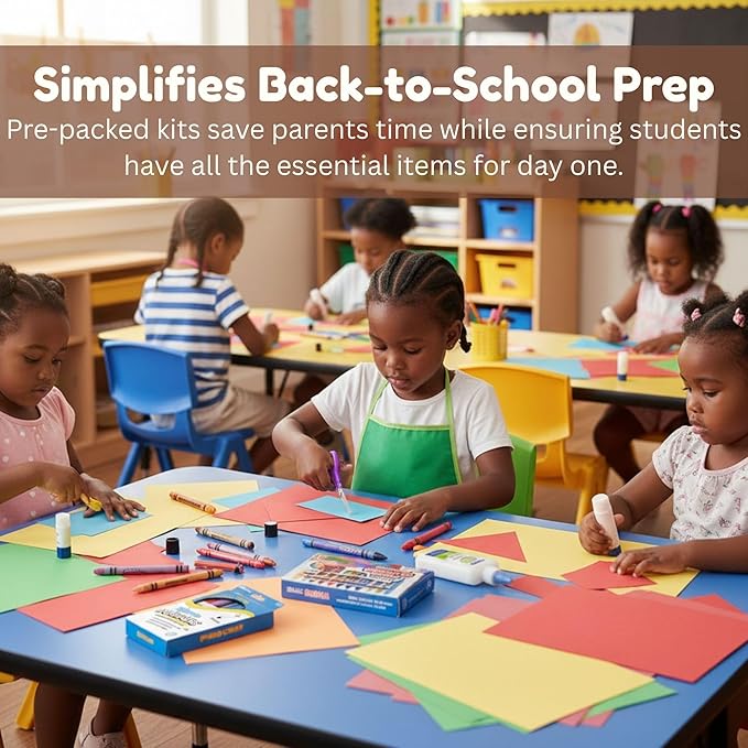 OMURA Learning Primary School Supplies Kit (K–2) – 56-Count Back-to-School Supply Box for Students | Composition Book, Ruler & Early Learning Essentials for Kindergarten School Supplies Color may Vary