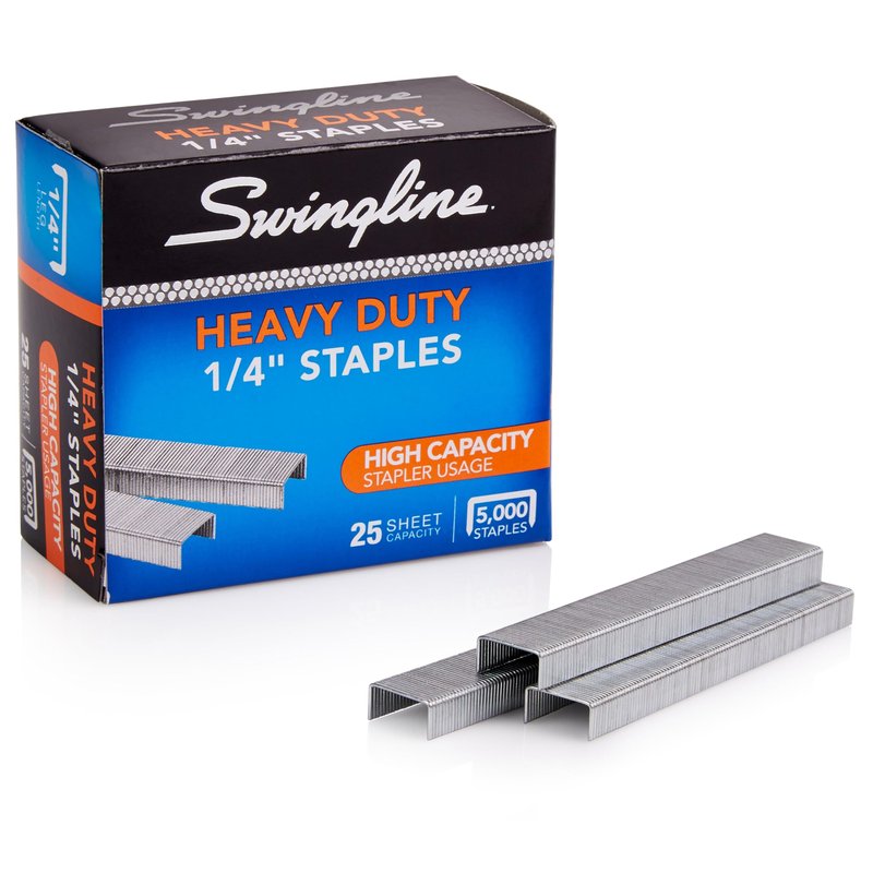 Swingline Staples, Heavy Duty, 1/4" Length, 25 Sheet Capacity, 100/Strip, 5000/Box, 1 Pack (79394)