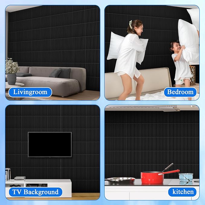 Nuanchu 32 Pcs 3D Slat Wall Panels, Paintable Waterproof Textured Tiles