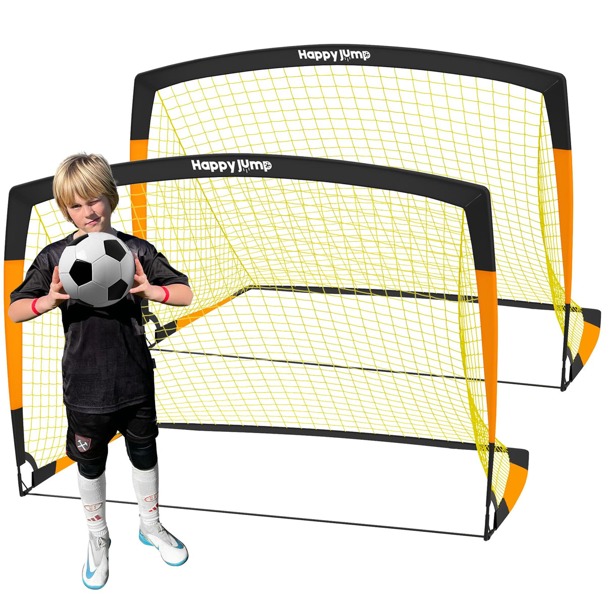 Happy Jump Kids Backyard Soccer Goals 7x5 & 5x3.6 FT, Portable Outdoor Play