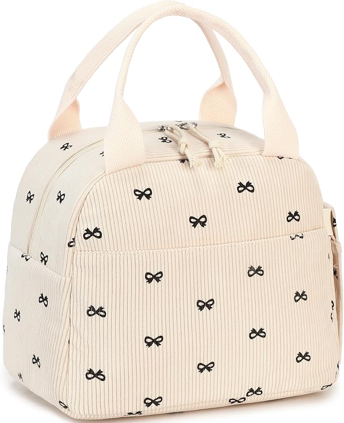 LEDAOU Lunch Box for Women Insulated Lunch Bag Corduroy Lunch Tote Bags Leakproof Cooler Lunch Case for Travel Work Picnic