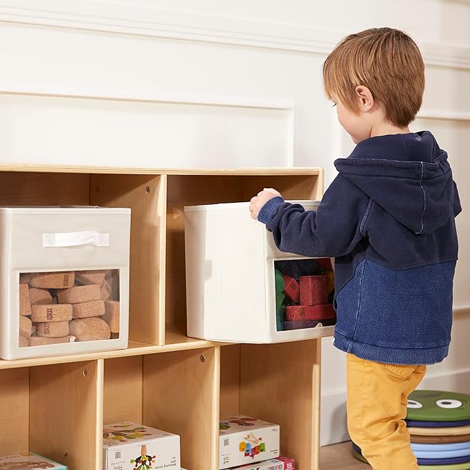 ECR4Kids Streamline 5-Compartment Storage Cabinet, 30in, Classroom Furniture, Natural