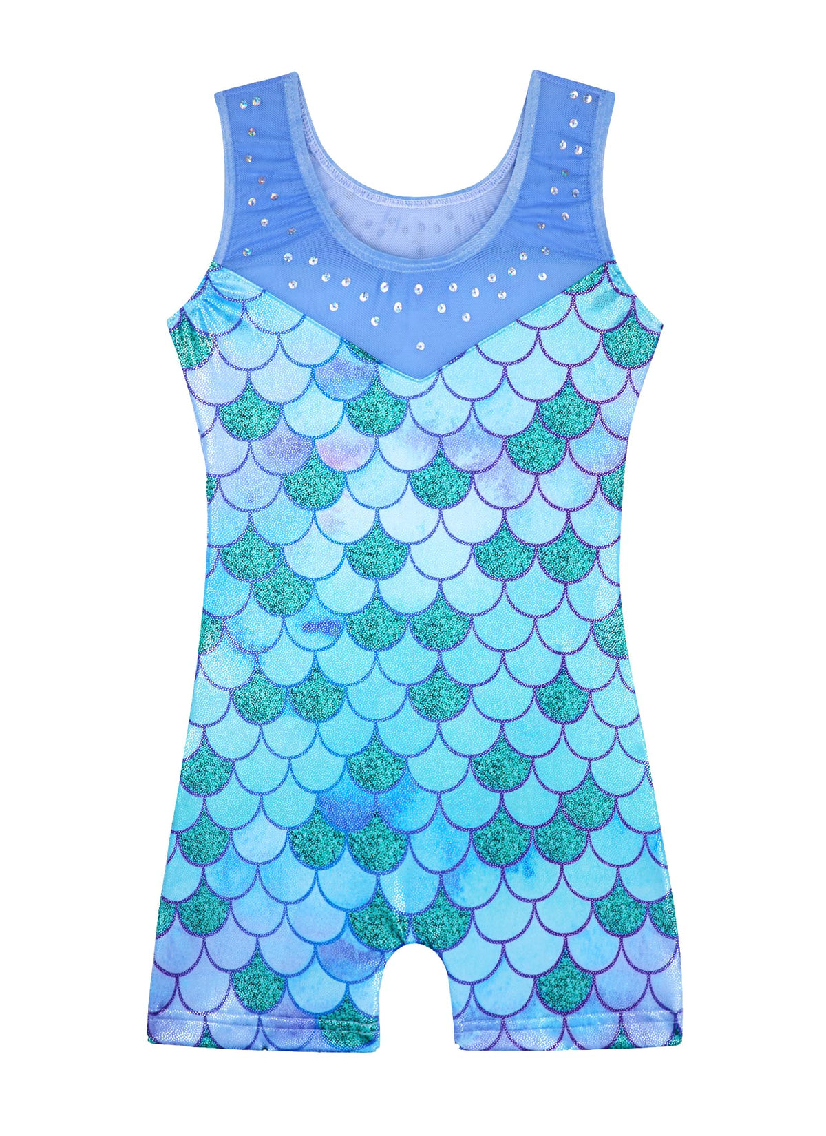 HOZIY 4t Gymnastics Leotards for Girls 3t Green Mermaid Mesh Strap Spliced Rhinestone Sequins Tumbling Outfits Biketard Practice Ropa De Niña Para Gimnasia Suit