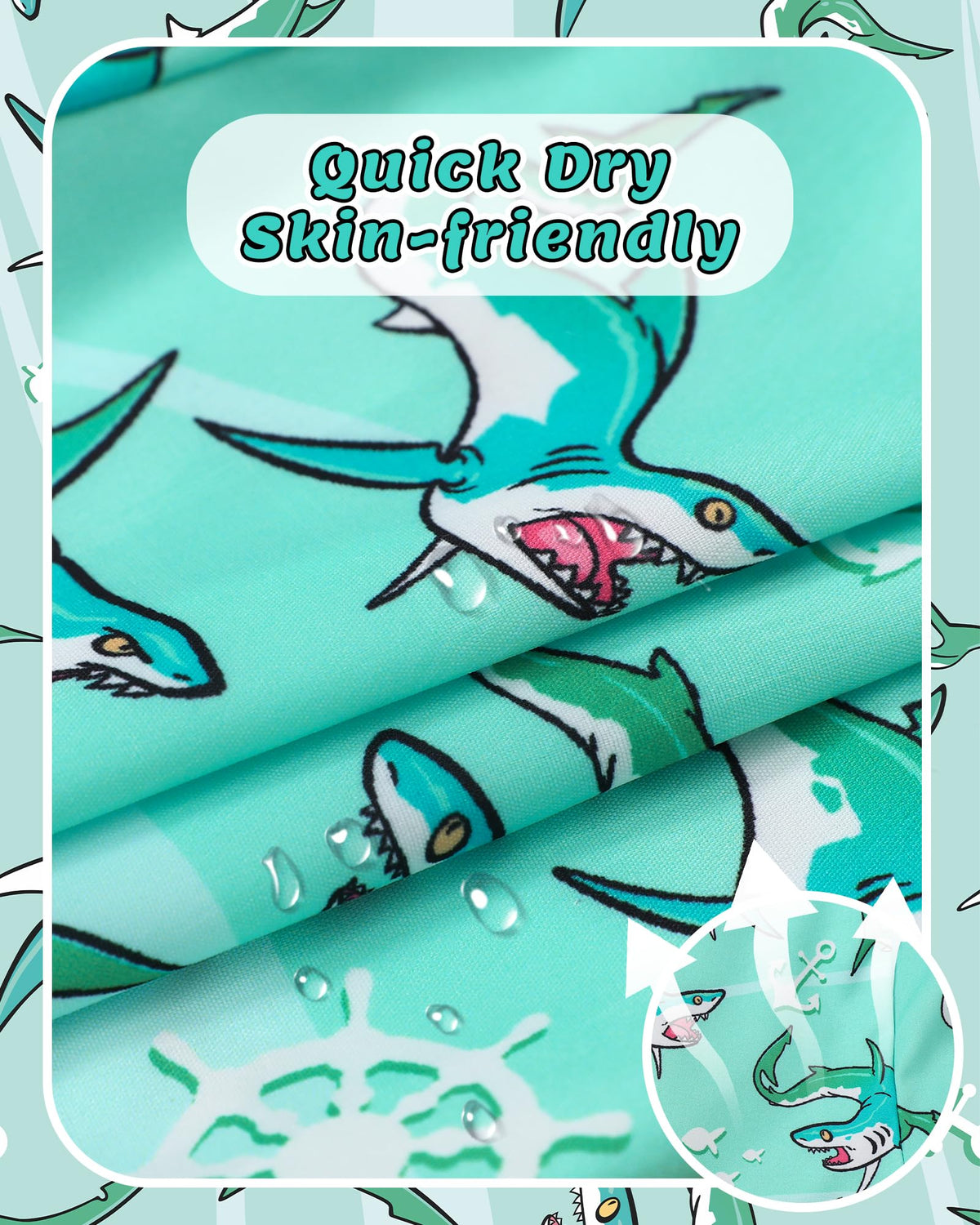 Swim Trunks Boys with Compression Liner Little Boys Swimming Trunks Quick Dry Toddler Swimsuit Boy Kids Swim Shorts Aqua Green 5-6 Years