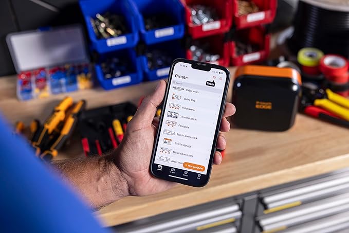 Brother P-Touch Edge PT-E720BT Industrial, Mobile Thermal Transfer Printer - Portable - Label Print - USB - Bluetooth - Battery Included - with Cutter - Black, Orange