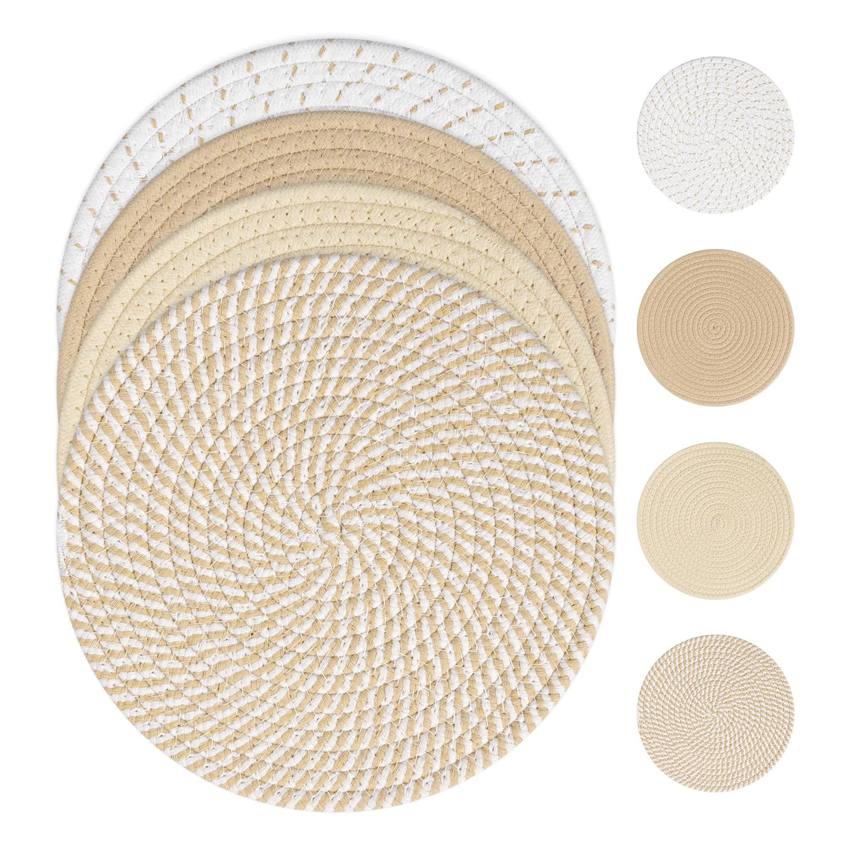 SHACOS 8 Inches Trivets for Hot Dishes, 4 Pieces Cotton Trivets Mats
