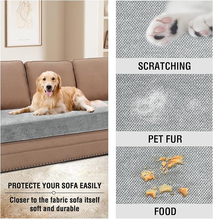 H.VERSAILTEX Sofa Covers Washable High Stretch Couch Cover Thick Soft T Cushion Sofa Slipcovers All Seasons Universal Sofa Couch Covers for Sectional Slipcovers(3 Seater Sofa Cushion Cover,Dove)