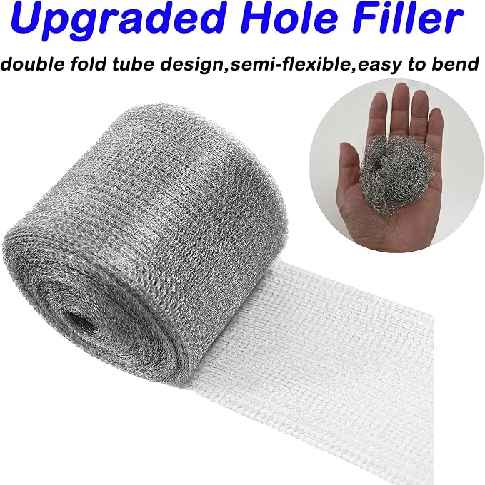 Wire Mesh Hole Fill Fabric 5 in X 103Ft, Weep Holes Filler and Covers, Upgraded