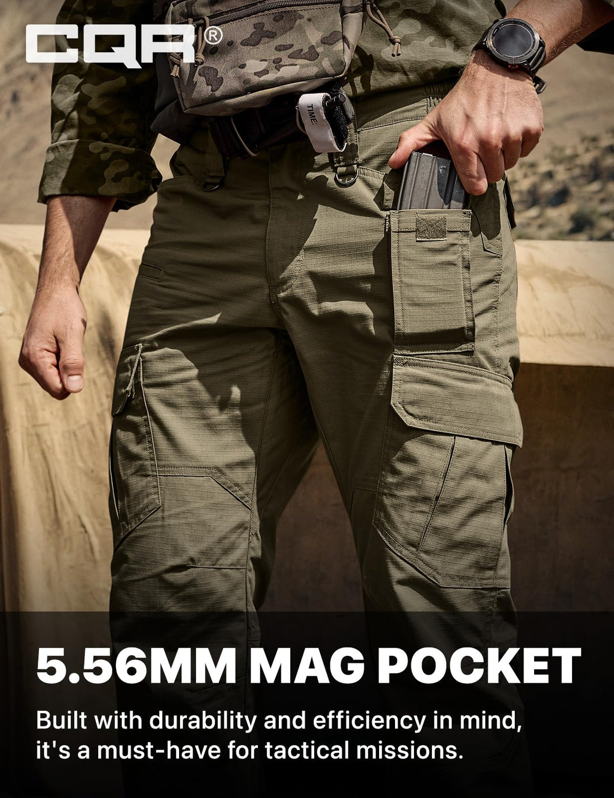 CQR Men's Tactical Pants, Water Resistant Ripstop Cargo Pants, Lightweight EDC Work Hiking Pants, Outdoor Apparel, Raider Mag Soil Green, 36W x 30L