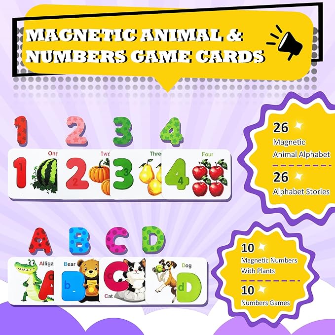 Alphabet Flash Cards Magnetic Letters Puzzle ABC Sight Words Matching Games for Kids 3-5, Toddler Preschool Montessori Educational Toys for 3+ Year Old