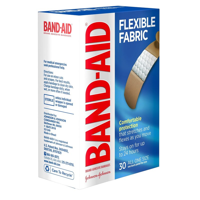 Band-Aid Flexible Fabric Adhesive Bandages All One Size, 30 Count (Pack of 1)