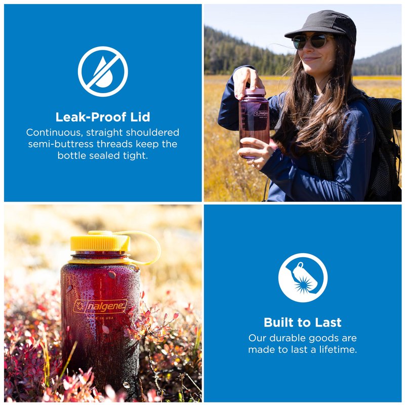 Nalgene 32 oz Wide Mouth Water Bottle | BPA-Free, Durable & Leak Proof, Lightweight Bottle for Hiking & Gym, Work & Travel, Cosmo