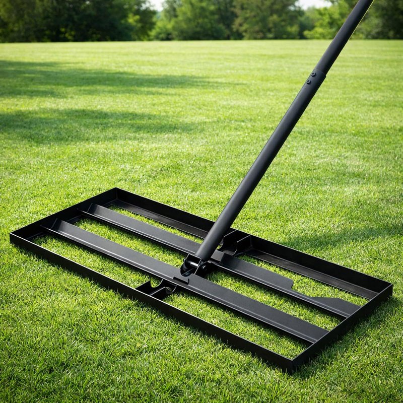 Lawn Leveling Rake, 30"x10" Leveling Rake with 78 Inch Adjustable Handle, Stainless Steel, for Backyard, Garden, Golf Course, Farm ＆ Pasture, Professional Lawn Care Tool - Black