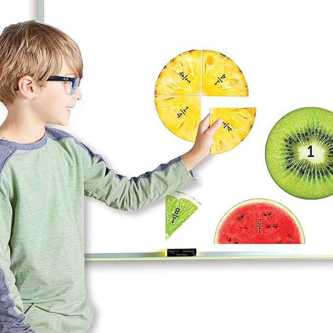 Learning Resources Magnetic Fruit Fractions - Math Manipulatives, Addition and Subtraction, Math Games, Fractions for Kids, Montessori Games, Classroom Must Haves, Teacher Supplies