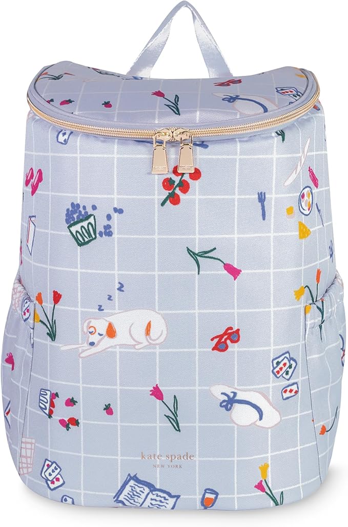 kate spade new york Insulated Backpack Cooler Large Capacity, Portable Soft Cooler Bag for Picnics, Beach, Pool, Hiking (Park Picnic)