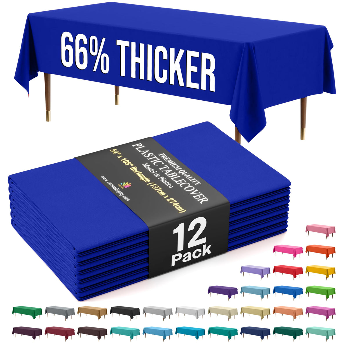 Exquisite Party Solids 66% Thicker Premium Plastic Table Cloth Rectangle Table Cover 0.5 Mil 12 Pack Red Table Cloth 54 Inch x 108 Inch Disposable Tablecloth Won't Tear Easily Like Cheap Thin Brands