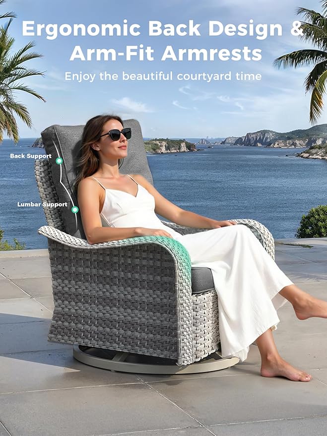15 Piece Outdoor Wicker Rattan Sectional Sofa Set with Swivel Chairs, 12-Seats with 4" Thickened Cushions & Coffee Table, All-Weather PE Rattan for Garden, Backyard, Porch, Black