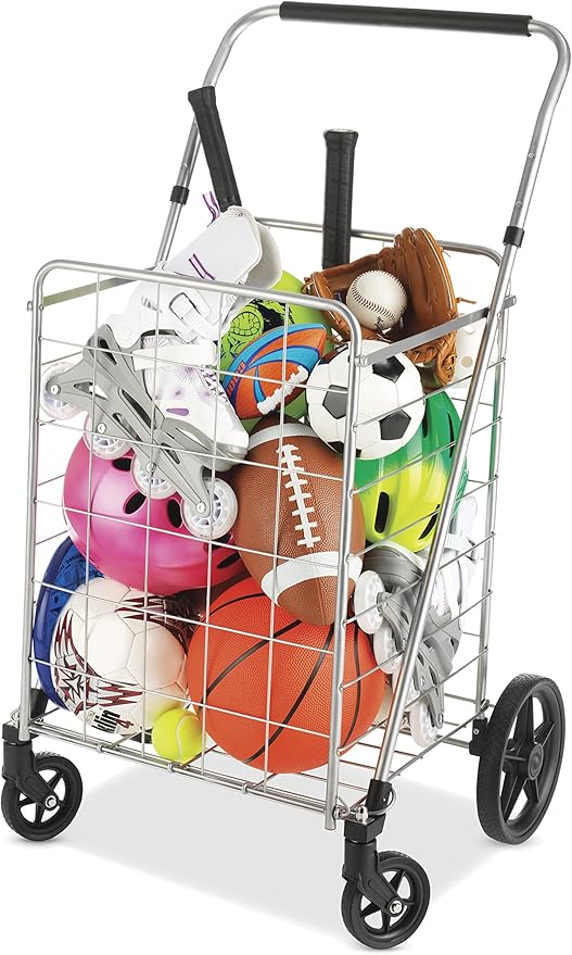 Whitmor Utility Cart with Adjustable Height Handle - Silver / Black