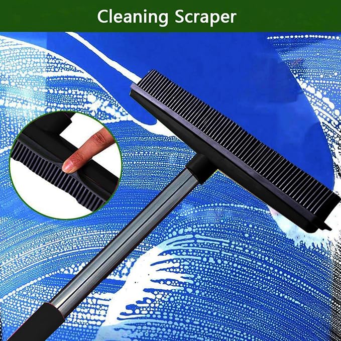 Multifunctional Broom, Telescopic Carpet Rake Rubber Pp 12.6in Brush Easy Wash
