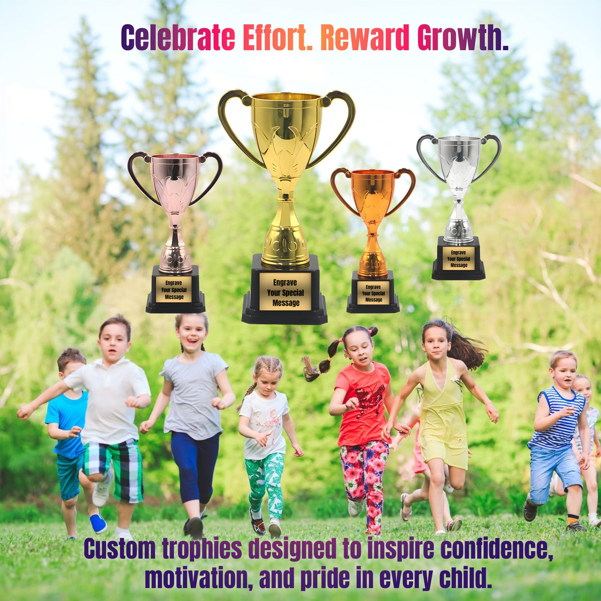 TYRINHAI Custom Trophy Award – Personalized Gold Cup Trophy with Engraved Text, Customizable Trophy for Adults & Kids, Small Gold Trophy for Game Night, Family, Office & Celebrations
