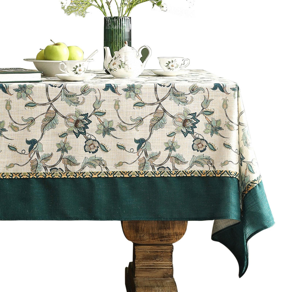patdrea Vintage French Linen Tablecloth,Rectangular,87"x55"-Wensel
