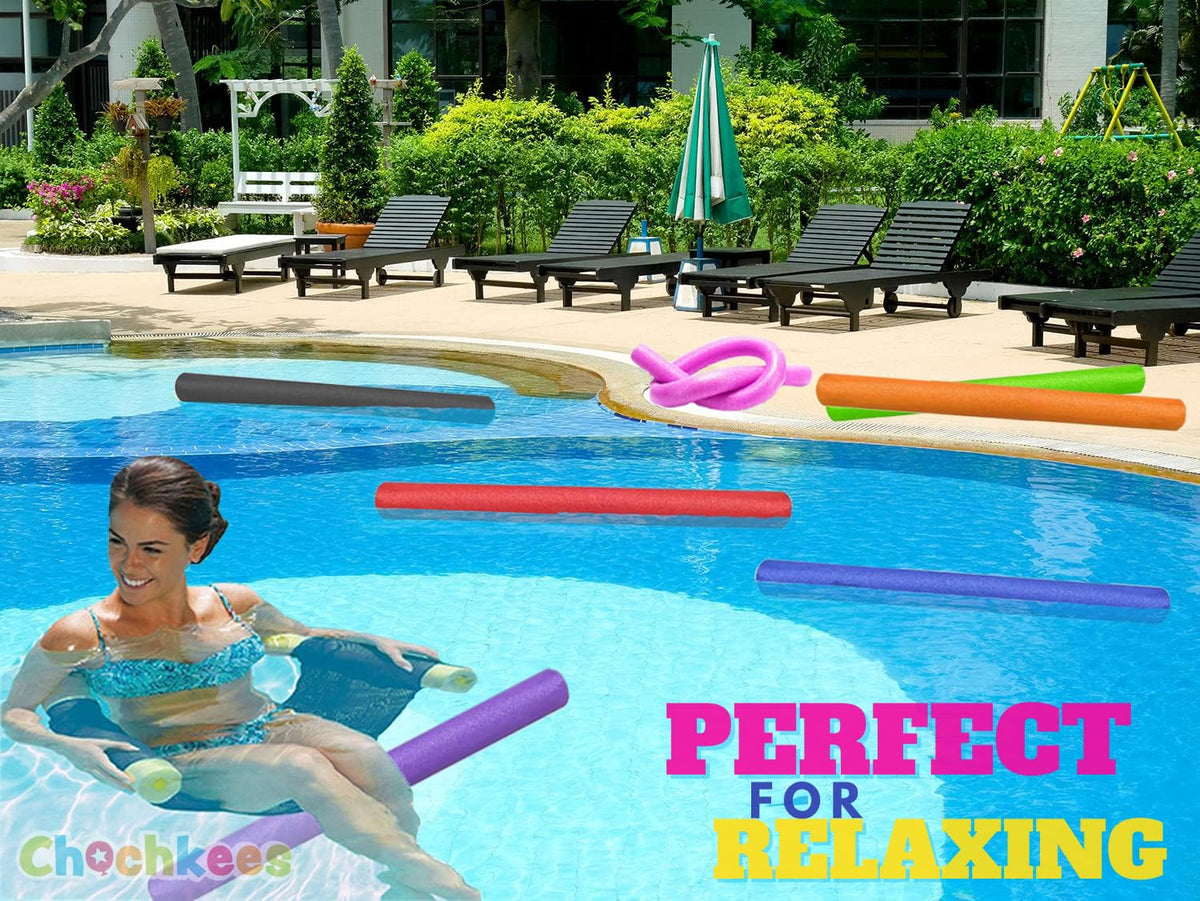 2-Pack Black Floating Pool Noodles Foam Tube 2-Pack, Thick Hollow Noodles for Floating in The Swimming Pool, 52" Inches Long