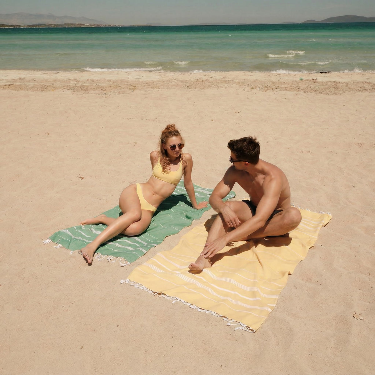 BAY LAUREL Turkish Beach Towel with Travel Bag 39 x 71 Quick Dry Sand Free Lightweight Large Oversized Towels Light