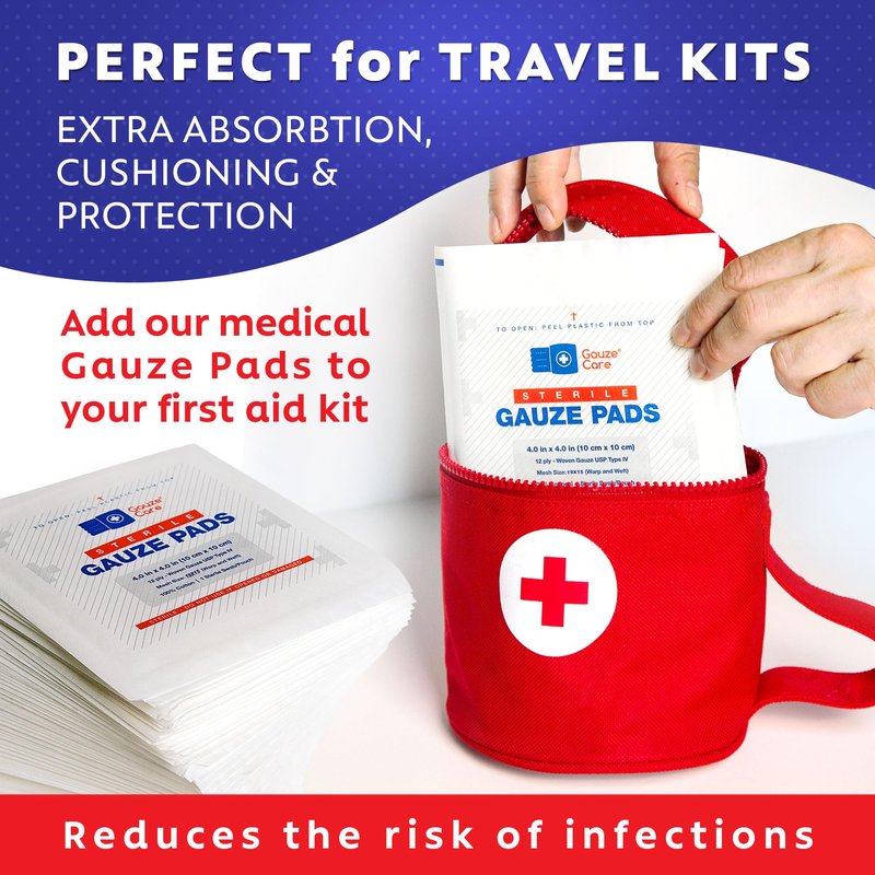 100pc Large Sterile Gauze Pads 4x4 Sterile for Wounds Bulk - 12ply Woven Gauze Sponges 4x4 Sterile - USP IV Breathable Mesh 4x4 Gauze Pads Sterile for Enhanced Absorption - First Aid Medical