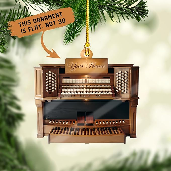 Mostefy Personalized Organ Christmas Ornament 2025, Custom Name Musical Instrument Holiday Decoration, Unique Pipe Organ Keepsake Gift for Musicians & Music Lovers (Organ4)
