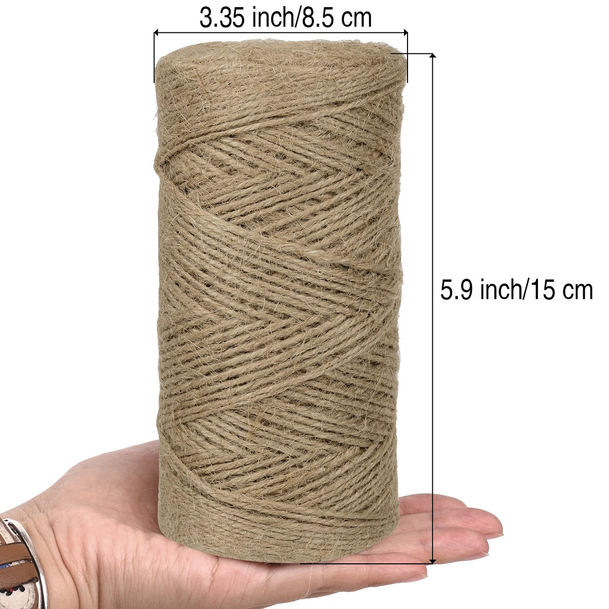 Jute Twine 2mm 1600 Feet Natural Jute Twine String for Crafting, Gardening, Gift Wrapping, Macrame, DIY Decor (Brown, 2Rolls, 800Feet/Roll)
