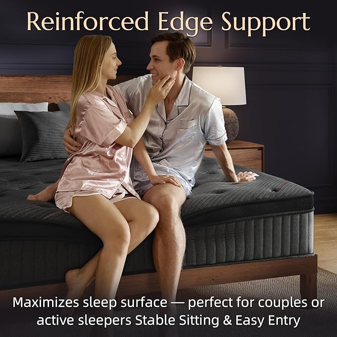 Aura Full Size Mattress - 12 Inch Hybrid Mattress Colchones Full in a Box - Medium Firm Cooling Gel Memory Foam & Pocket Coils for Pressure Relief - Motion Isolation - Fiberglass-Free - Black