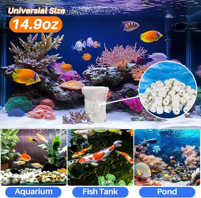 Sukh 3 Bags Ceramic Rings for Aquarium Filter - 425g Bio Ceramic Media Balls