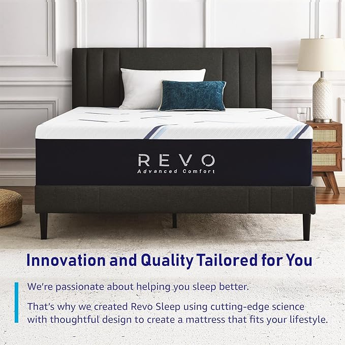 REVO Sleep Gel Memory Foam Mattress, 12-Inch California King – Cooling Gel Foam Mattress with Full-Body Support, Pressure Relief & Breathable Comfort for Deeper Sleep