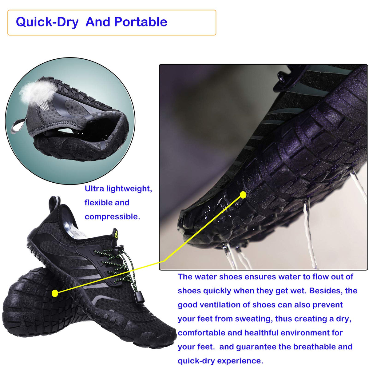 Water Shoes Mens Women Barefoot Shoes Quick-Dry Aqua Outdoor Sports for Swim Pool Beach Surf Walk Water Yoga River Lake Hiking Kayaking
