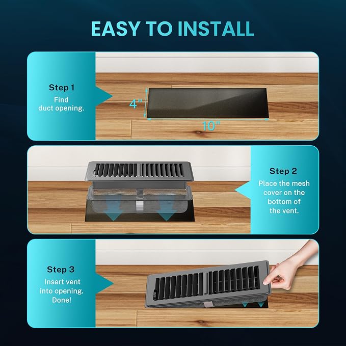 Floor Register 4 x 10 Inch, HG Power 2 Pack Heavy Duty Floor Vent Covers