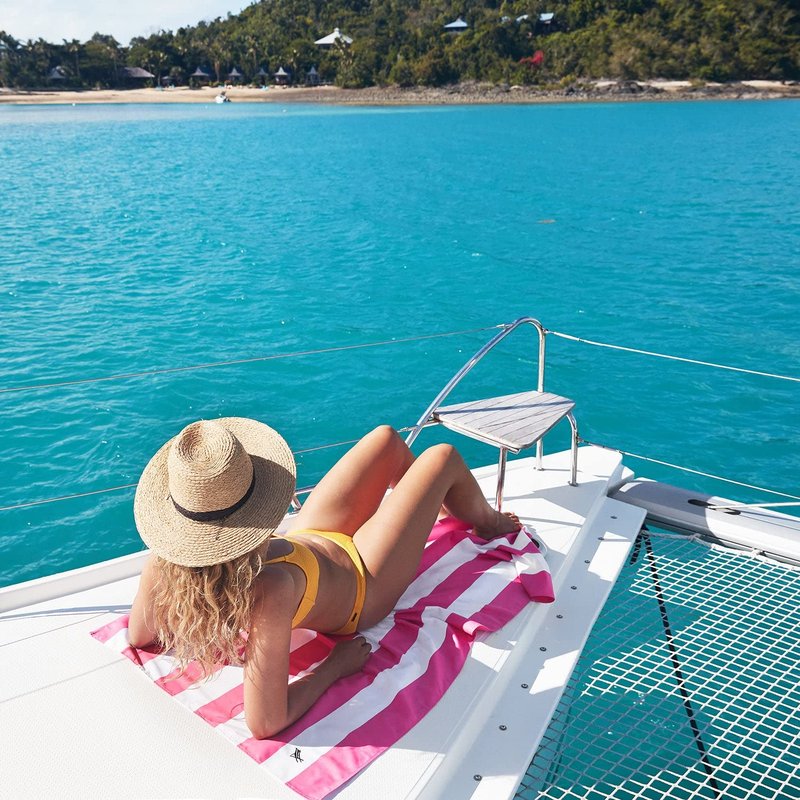 Dock & Bay Beach Towel - Quick Dry, Sand Free - Compact, Lightweight - 100% Recycled - Includes Bag - Cabana - Phi Phi Pink - Extra Large (200x90cm, 78x35)