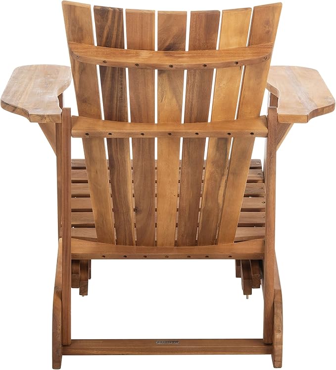 SAFAVIEH PAT6760A Outdoor Collection Merlin Natural Retractable Foot Rest Adirondack Chair