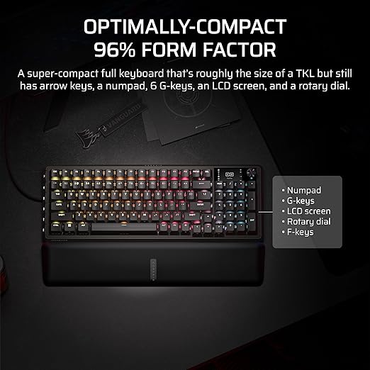 Corsair Vanguard PRO 96 Wired Hall Effect Magnetic Mechanical Gaming Keyboard – 96% Layout, MGX Hyperdrive Switches, 8000Hz Polling, Rapid Trigger, Virtual Stream Deck, SOCD Flashtap, QWERTY US