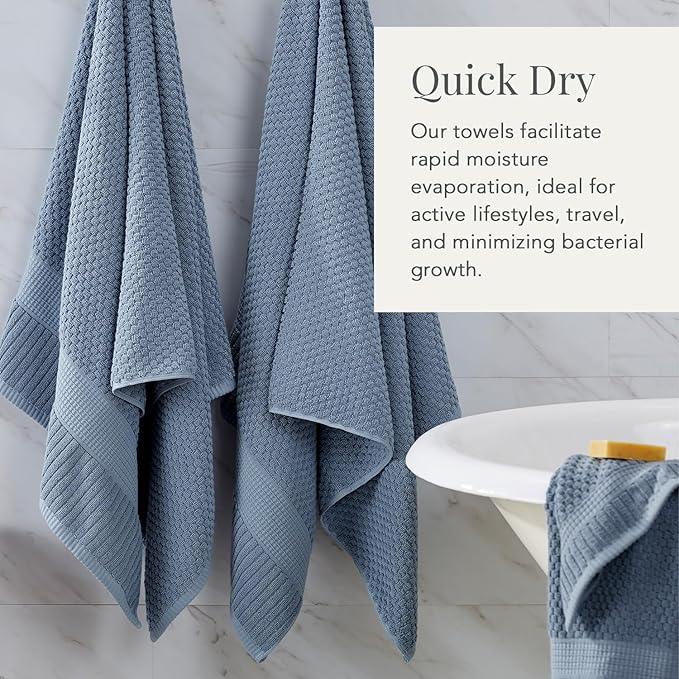 NY Loft 100% Cotton Hand Towel 6 Pack | Super Soft & Absorbent Quick-Dry Hand Towels 16" x 28" |Textured and Durable Cotton | Trinity Collection (6 Pack Hand Towel, Flint Stone)