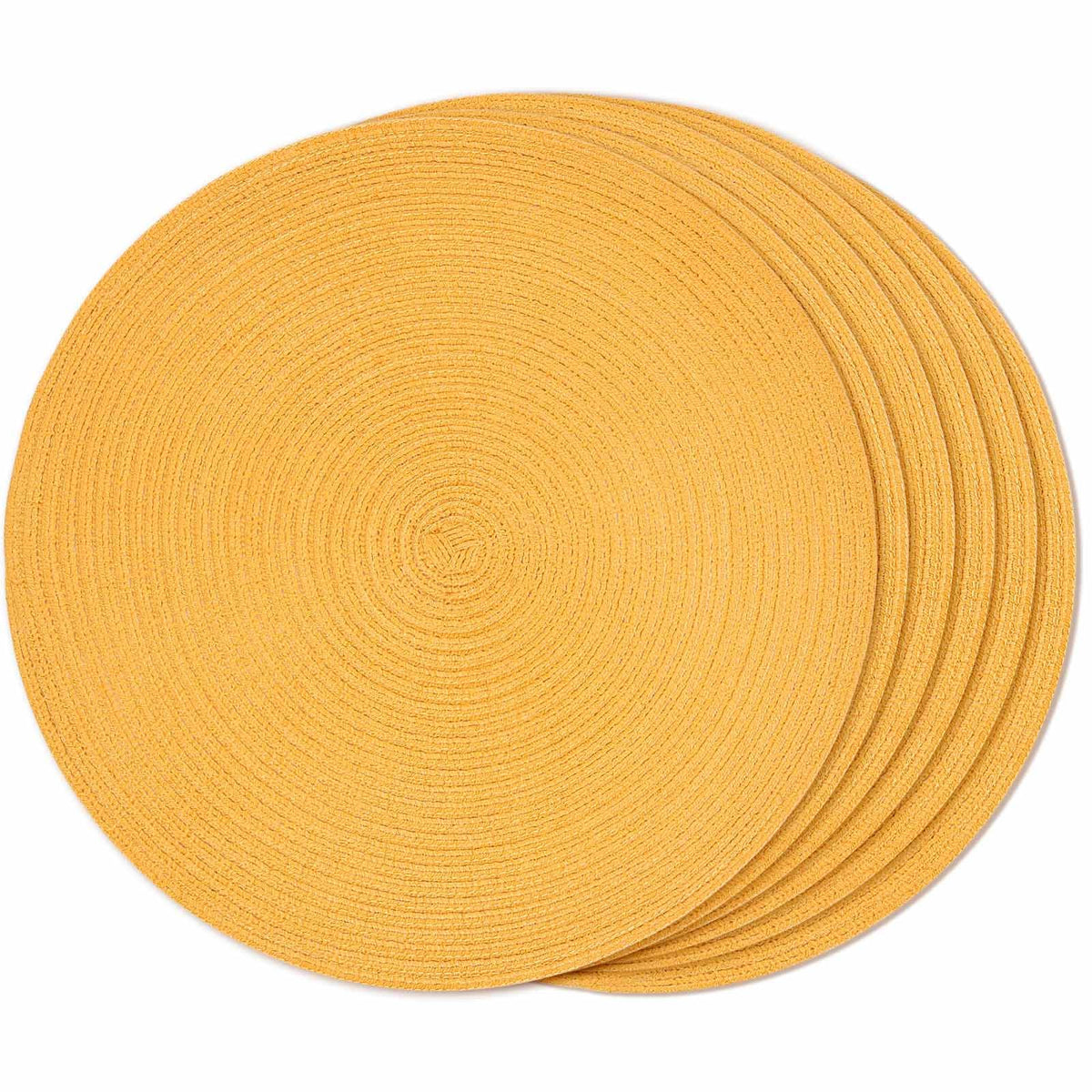 FunWheat Round Braided Placemats Set of 4 Place mats for Dining Tables Woven Heat Resistant Table Mats 15 inch (Wine,4pcs)