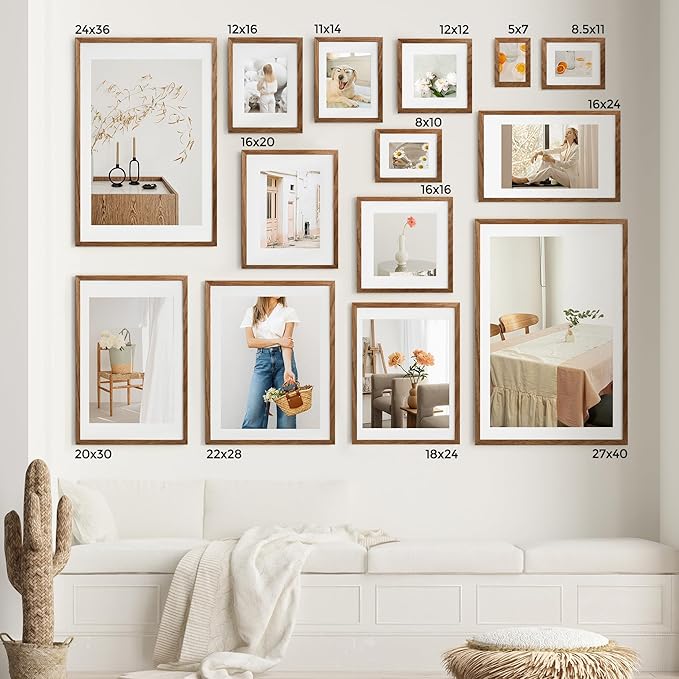 Axeman 5x7 Picture Frame | Solid Oak Wood Picture Frame | 5x7 Frame With Mat For 4x6 | 5 x 7 Photo Frame | 5x7 Wood Picture Frame | 5 By 7 Picture Frame | Hanging Hardware Included | Walnut
