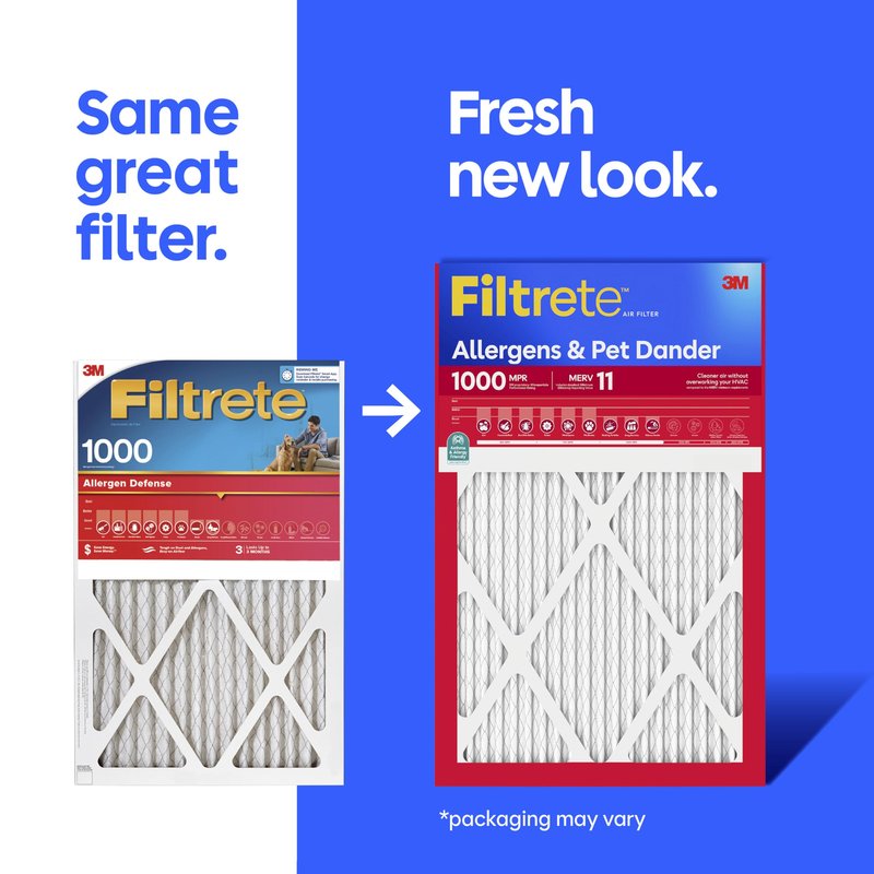 Filtrete 16x30x1 Air Filter, MERV 11, MPR 1000, Allergens & Pet Dander, 3-Month AC and Furnace Filters, Cleaner Air, Reliable Airflow, 6 HVAC Filters (Actual Size 15.81 x 29.81 x 0.81 in)