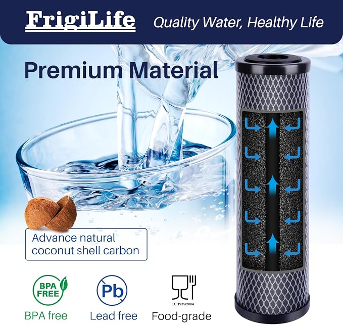 1 Micron 10" x 2.5" Whole House CTO Carbon Sedimen Water Filter Compatible