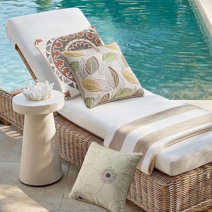 Outdoor Sunbrella Decorative Pillows Pack of 4, 16" x 16" Outdoor Pillow Set for Couch Bed Throw Patio Sofa, Momento Spring