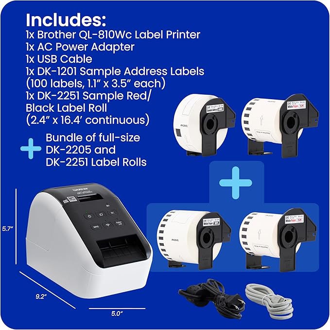 Brother QL-810WC Ultra-Fast Label Printer with Wireless Networking
