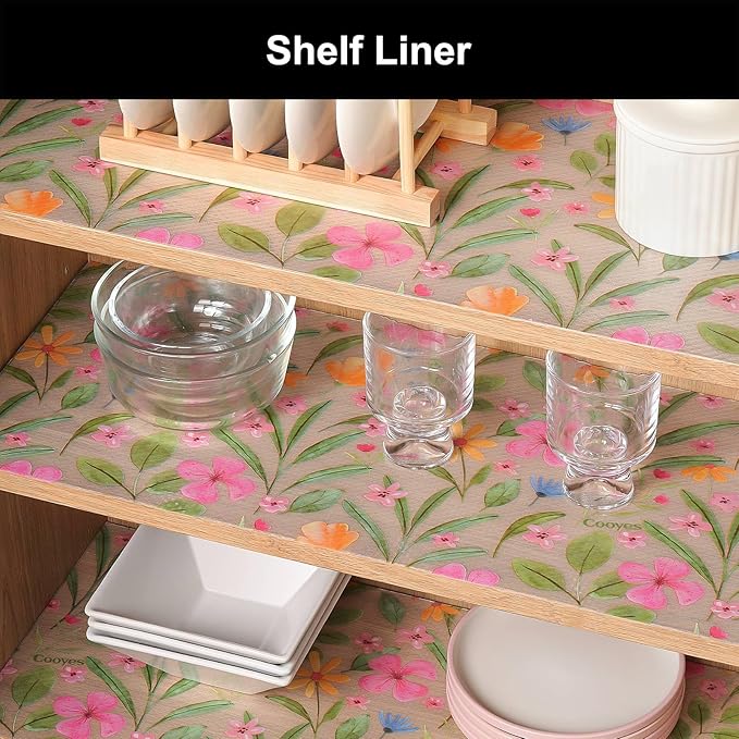 Cooyes Shelf Liner – Premium Non-Adhesive Cabinet & Drawer Liner for Kitchen – Waterproof Shelf Paper with Modern Pattern – Durable EVA Cabinet Mat – Easy to Cut （17.5" W x 360" L）